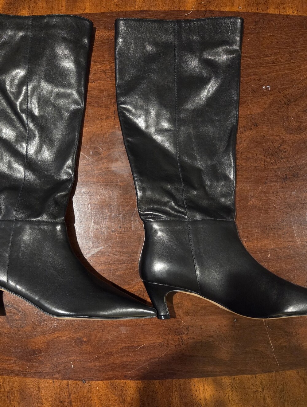 Classic Black Leather Knee-High Boots